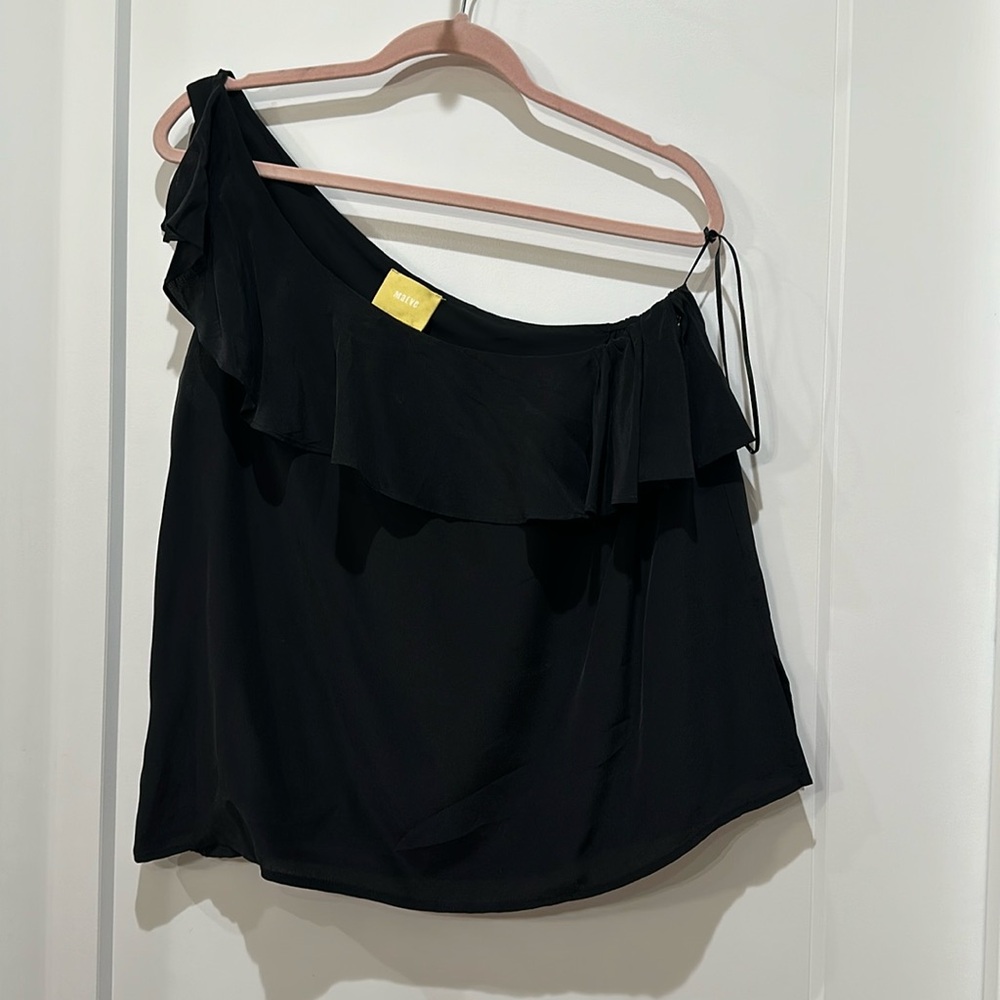 Anthropologie Silk Ruffle Top